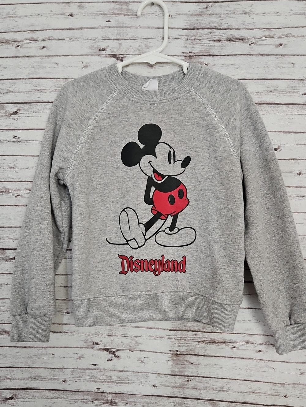 Disney Gray Mickey Mouse Crewneck Sweatshirt with Red Accent